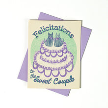 Load image into Gallery viewer, Felicitations to the Sweet Couple - Risograph Wedding Card
