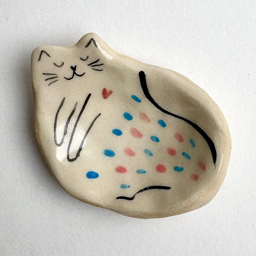 Tiny Ceramic Cat Trinket Dish