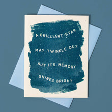 Load image into Gallery viewer, A Brilliant Star May Twinkle Out - Risograph Sympathy Card
