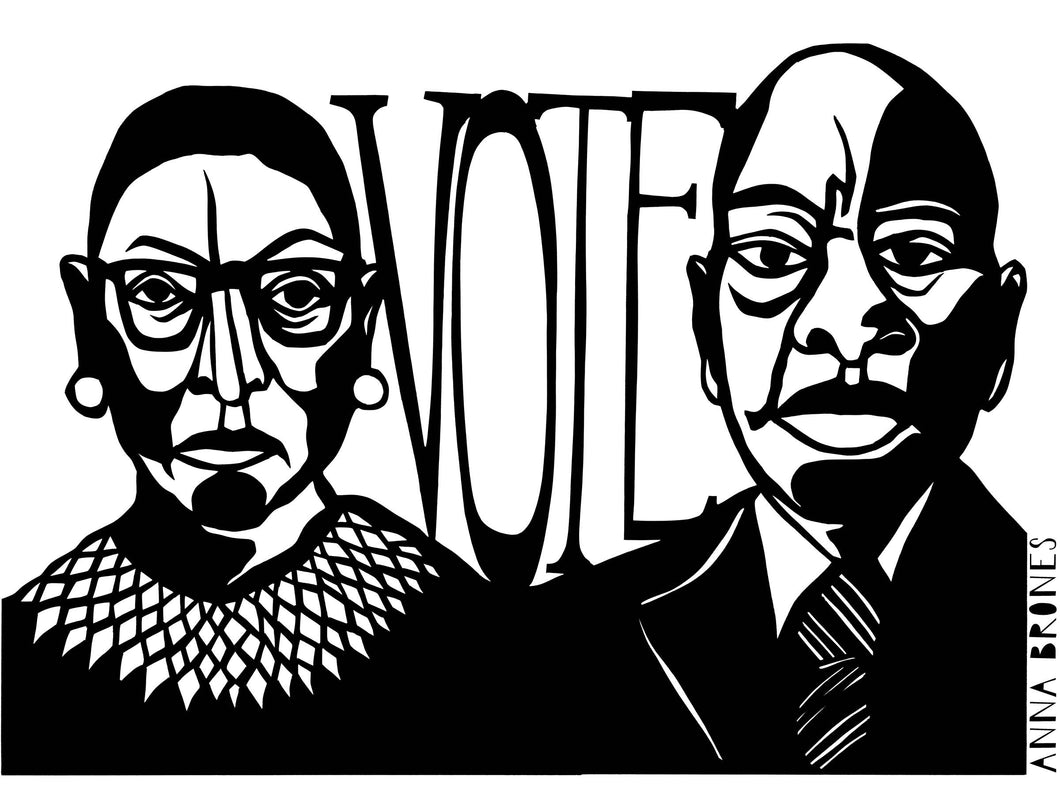 Ruth Bader Ginsburg + John Lewis Vote Sticker