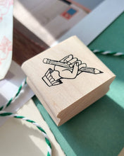 Load image into Gallery viewer, Pencil in Hand Rubber Stamp
