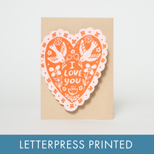 Load image into Gallery viewer, Love Birds Letterpress Greeting Card by Phoebe Wahl
