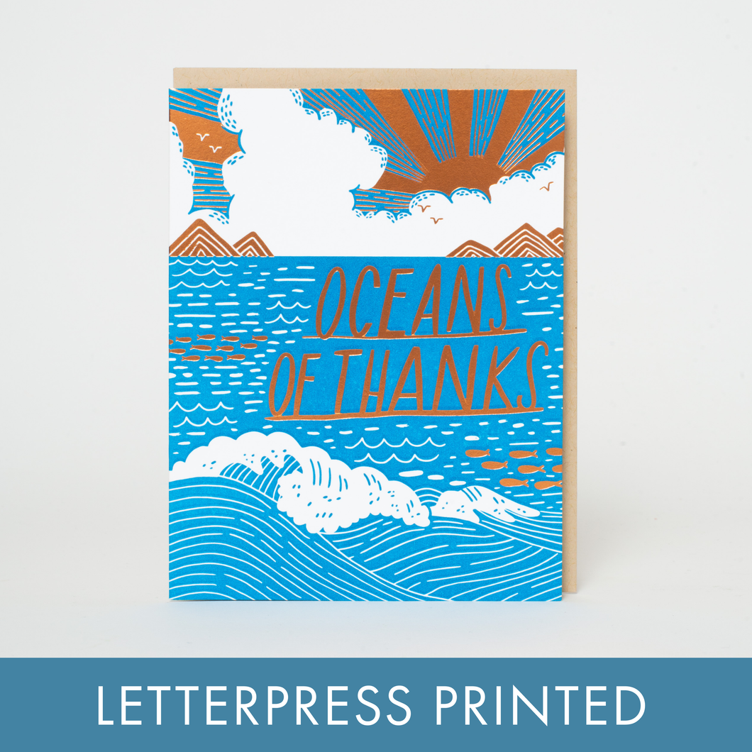 Oceans of Thanks Letterpress Greeting Card