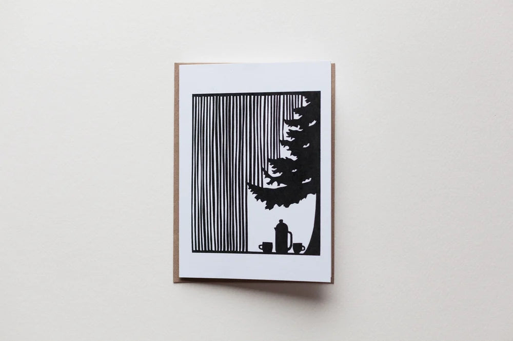 Coffee Outside papercut card