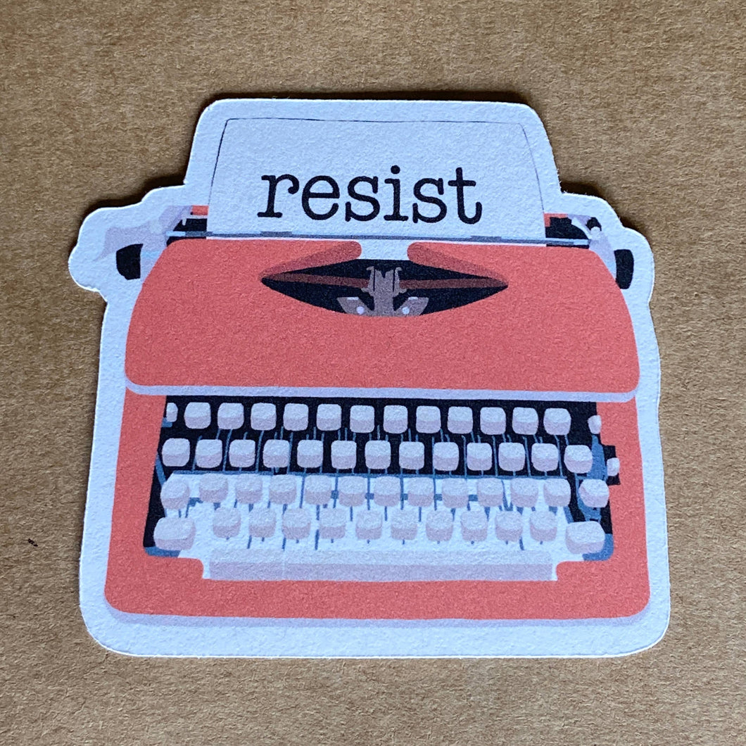 Resist typewriter paper sticker