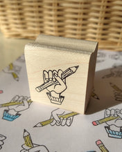 Load image into Gallery viewer, Pencil in Hand Rubber Stamp
