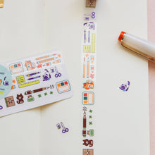 Load image into Gallery viewer, Brush, Pens, and Cats (transparent) PET tape
