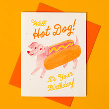 Load image into Gallery viewer, Hot Dog - Risograph Birthday Card
