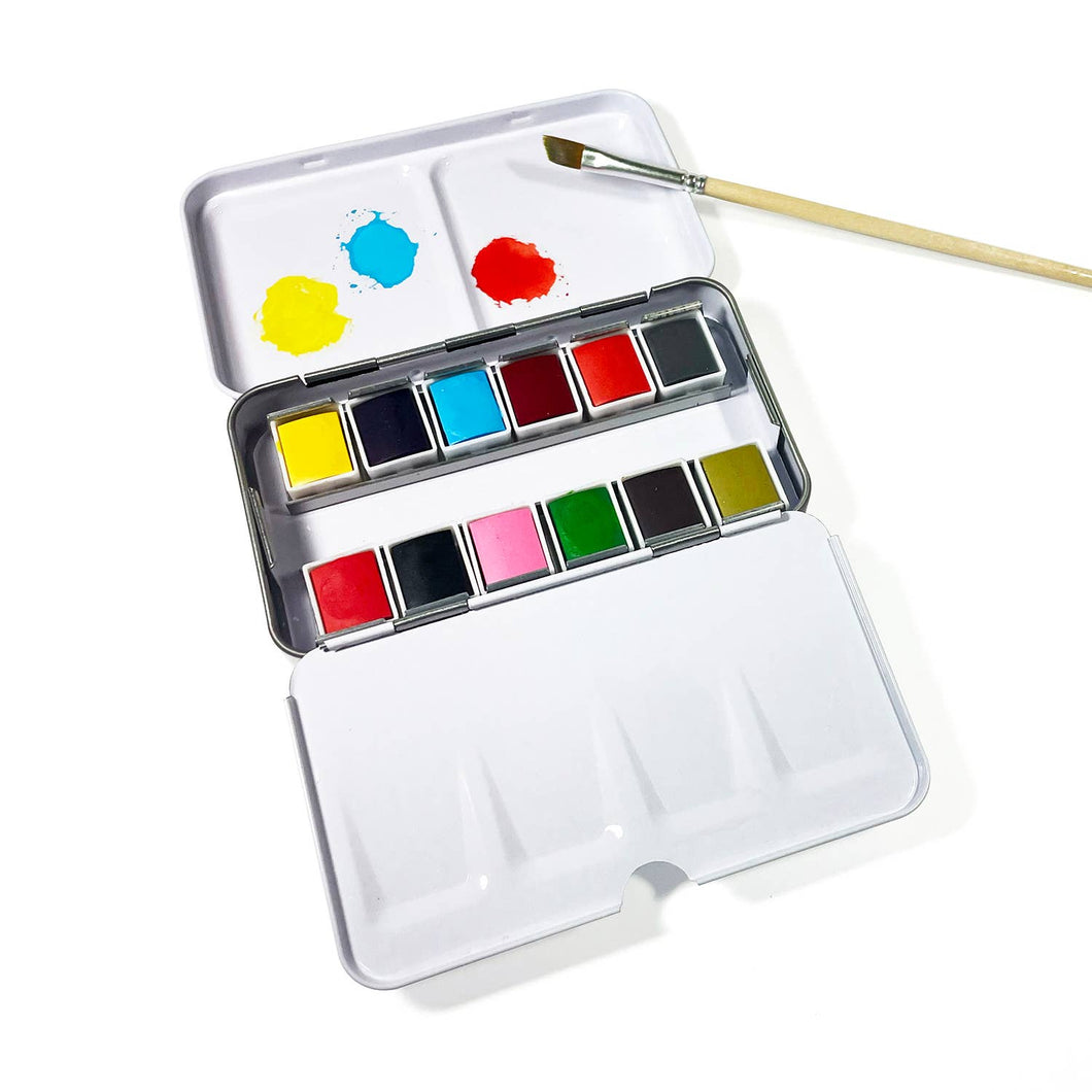 Watercolor set in metal palette