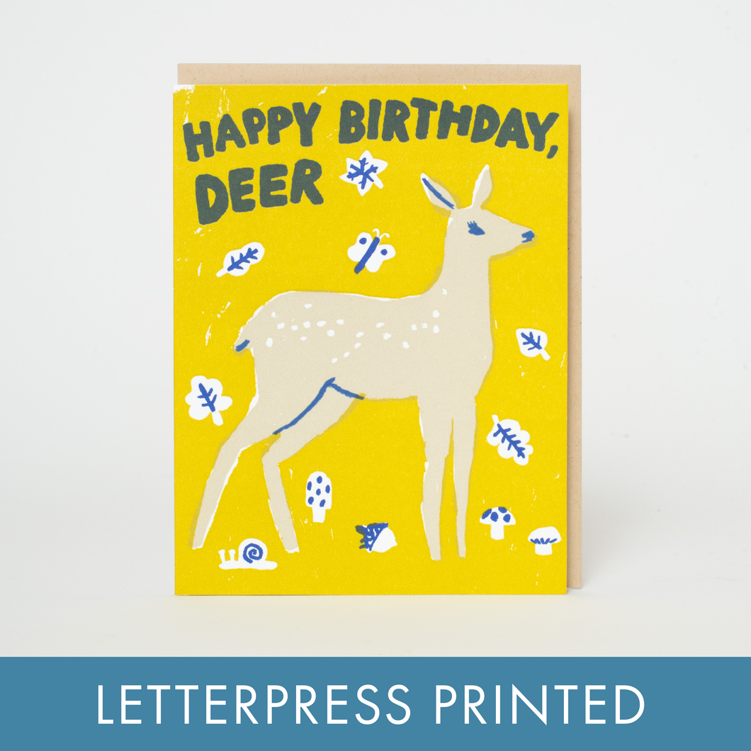 Birthday Deer Letterpress Greeting Card