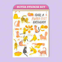 Load image into Gallery viewer, Card &amp; Super Sticker Set - Cat Birthday Purr
