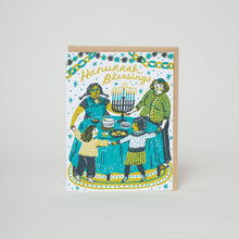 Load image into Gallery viewer, Hanukkah Blessings Letterpress Greeting Card by Phoebe Wahl
