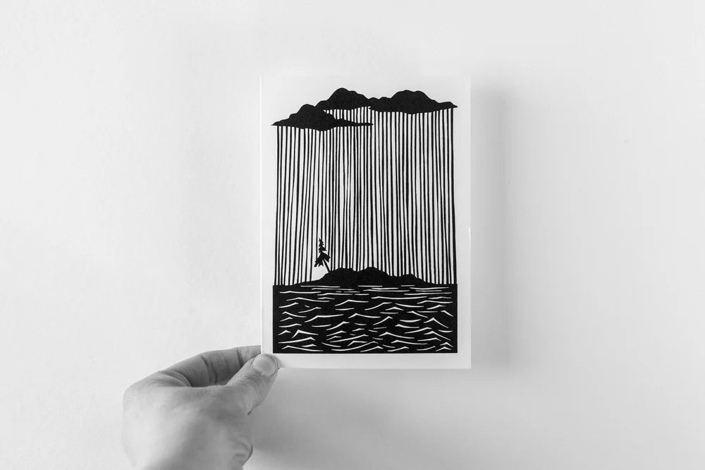 Rainy Island papercut card