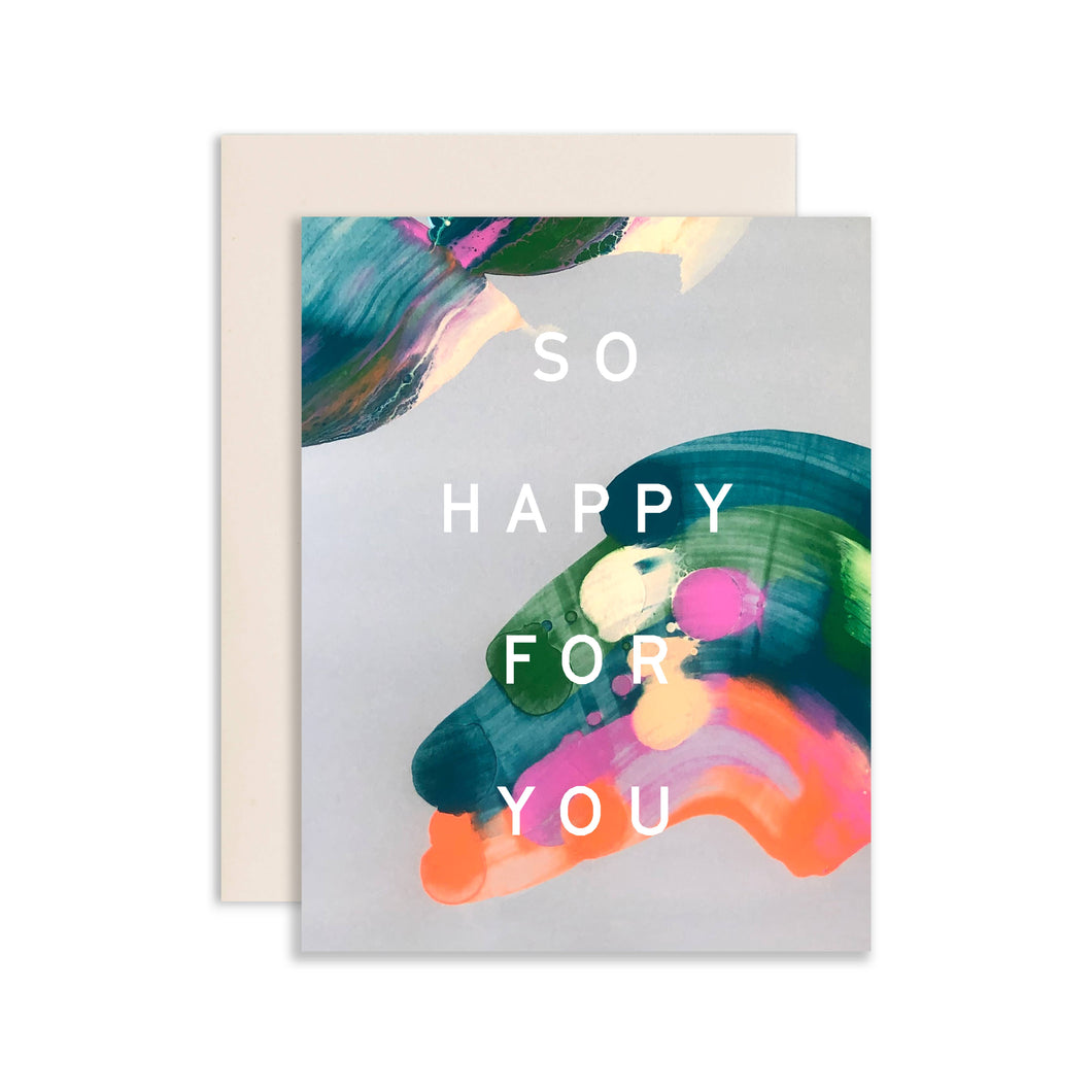 So Happy For You - Hand-Painted Congratulations card