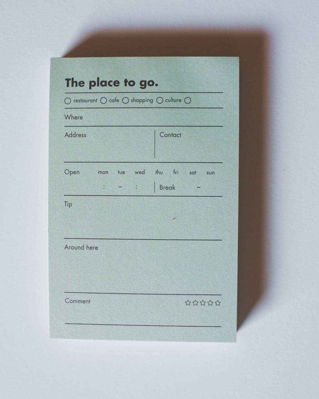 The place to go memo pad