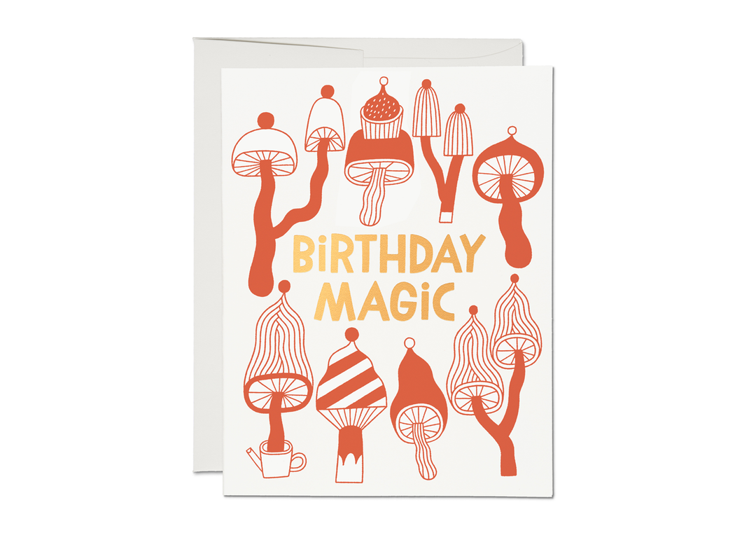 Mushroom Magic birthday greeting card